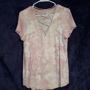 ROSE GOLD ACID WASH CRISSCROSS SUPER SOFT TEE 🤩